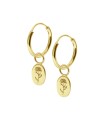 Chrysanthemum Birth Flower Silver Hoop Earring Charms HO-2705